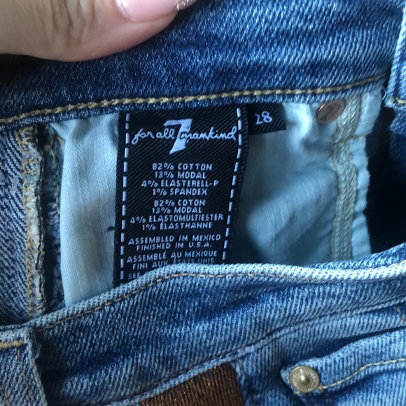 7 For All Mankind Luxe Vintage High Waist Ankle Skinny Rose Gold Stripe Jeans - Picture 9 of 10